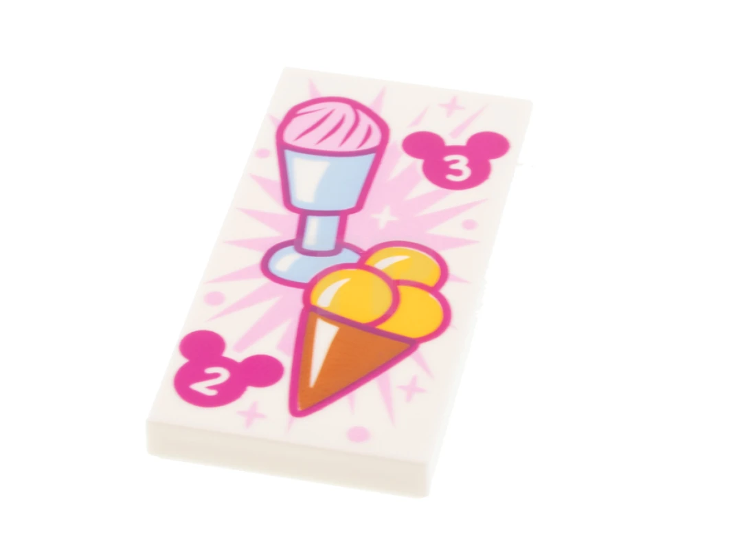 LEGO&reg; 6346807 - 87079pb0970 - Tile 2 x 4 with Ice Cream Menu and Mickey Mouse Logo Pattern