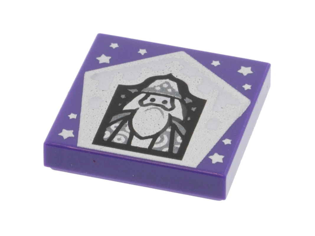 LEGO&reg; 6342521 - 3068pb1742 - Tile 2 x 2 with Groove with Chocolate Frog Card Albus Dumbledore Silver Pattern