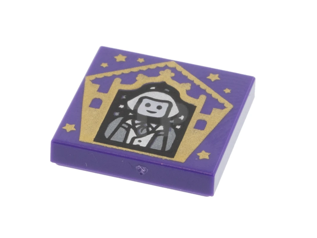 LEGO&reg; 6342521 - 3068pb1737 - Tile 2 x 2 with Groove with Chocolate Frog Card Garrick Ollivander Pattern