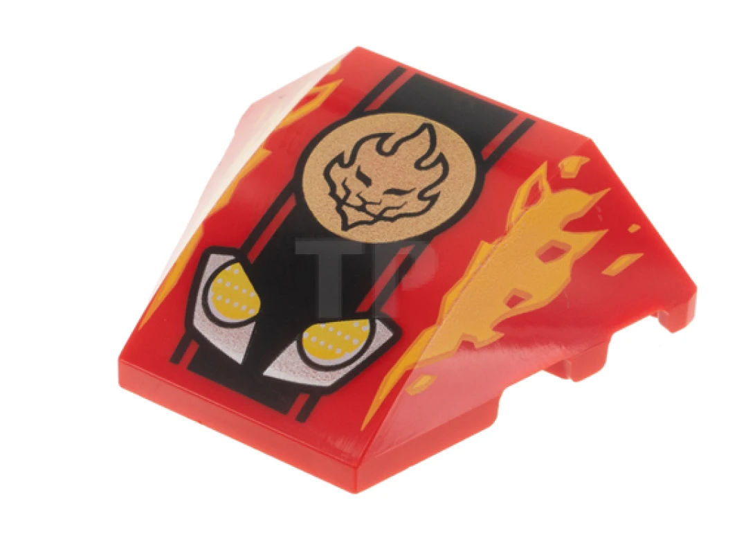 LEGO&reg; 6341730 - 64225pb045 - Wedge 4 x 3 Triple Curved with Headlights and Ninjago Fire Power Pattern