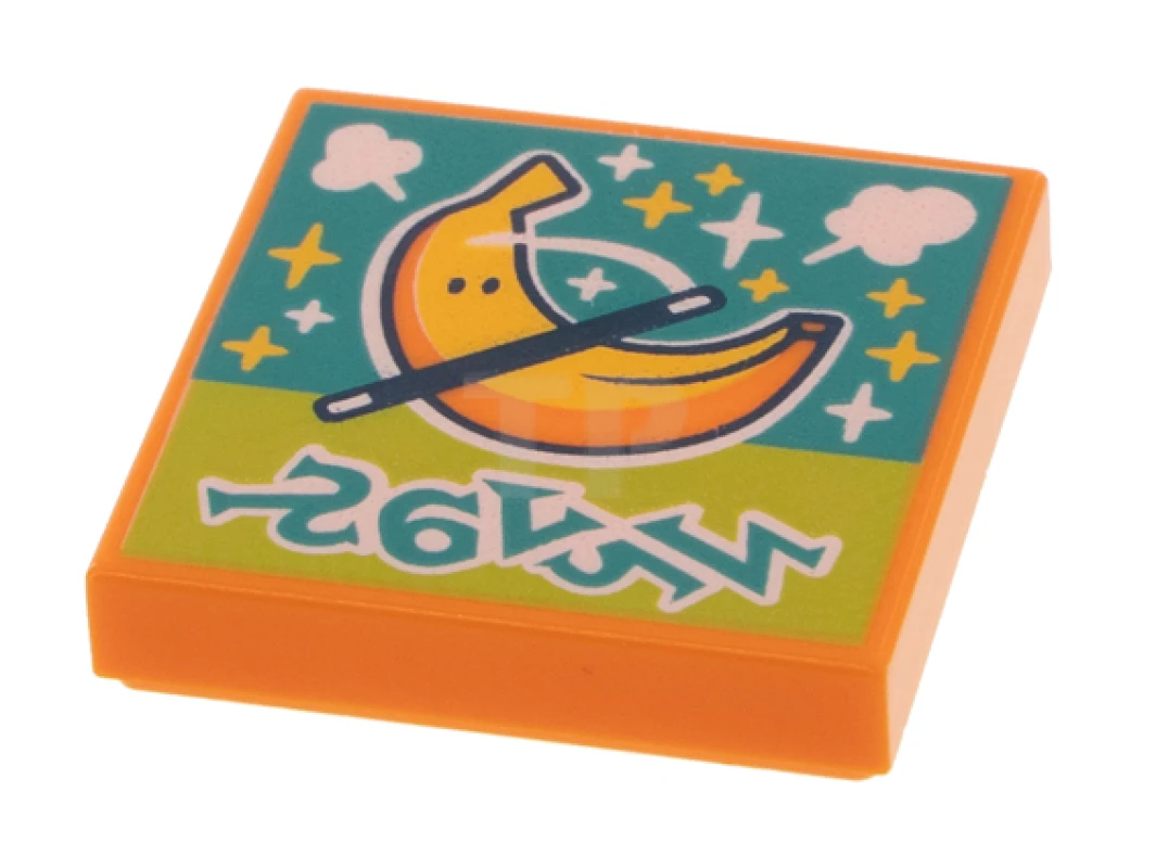 LEGO&reg;  - 3068pb1775 - Tile 2 x 2 with Groove with BeatBit Album Cover - Banana with Magic Wand Pattern