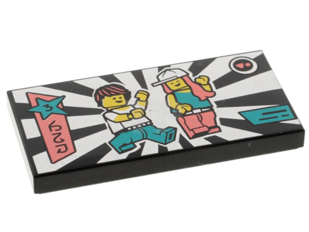 LEGO&reg; 6347437 - 87079pb0979 - Carreau 2 x 4 avec motif de piste de danse et de danseurs.