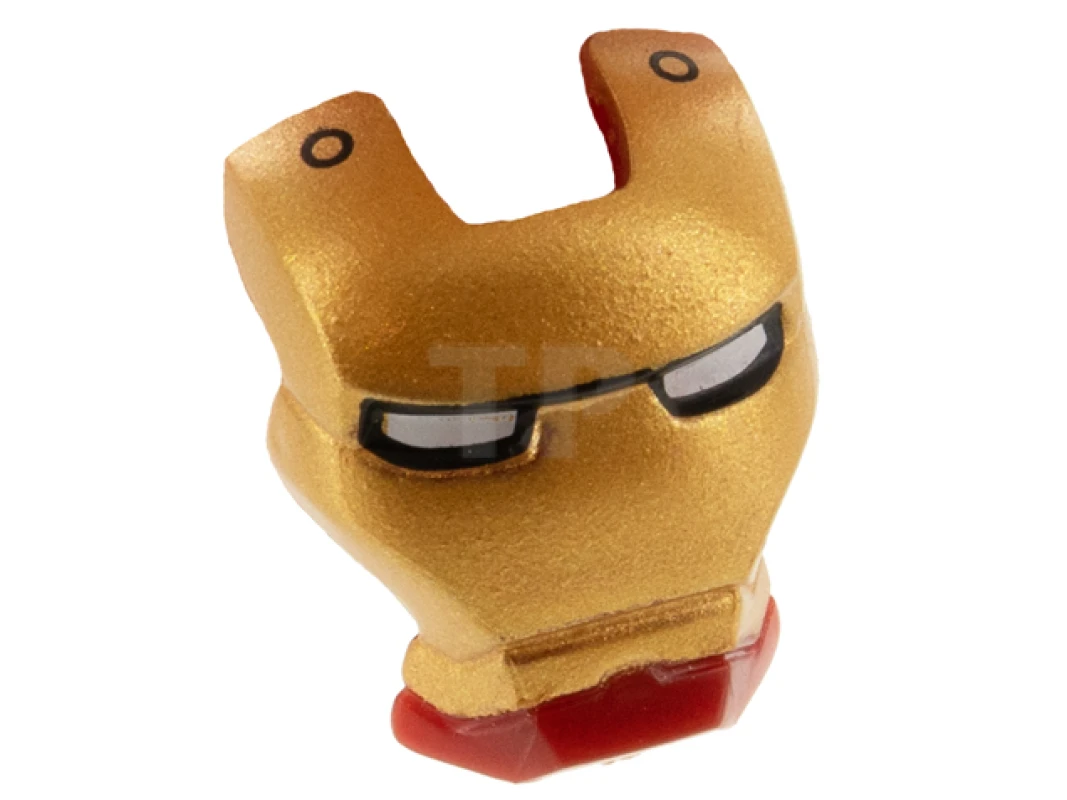 LEGO&reg; 6336897 - 10908pb16 - Minifigure, Visor Top Hinge with Gold Face Shield, White Eyes and 2 Black Rivets Pattern