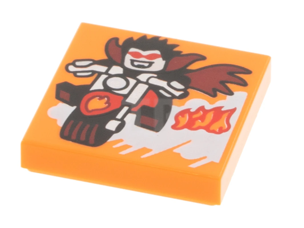 LEGO&reg; 6341650 - 3068pb1768 - Tile 2 x 2 with Groove with BeatBit Album Cover - Vampire on Motorcycle Pattern