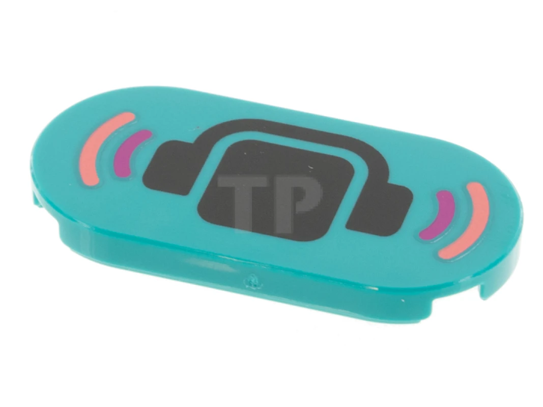 LEGO&reg; 6338677 - 66857pb006 - Tile 2 x 4 Oval with Head and Headphones Pattern