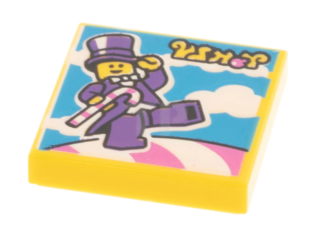 LEGO&reg; 6341638 - 3068pb1779 - Tile 2 x 2 with Groove with BeatBit Album Cover - Minifig in Purple Suit with Candy Cane Pattern