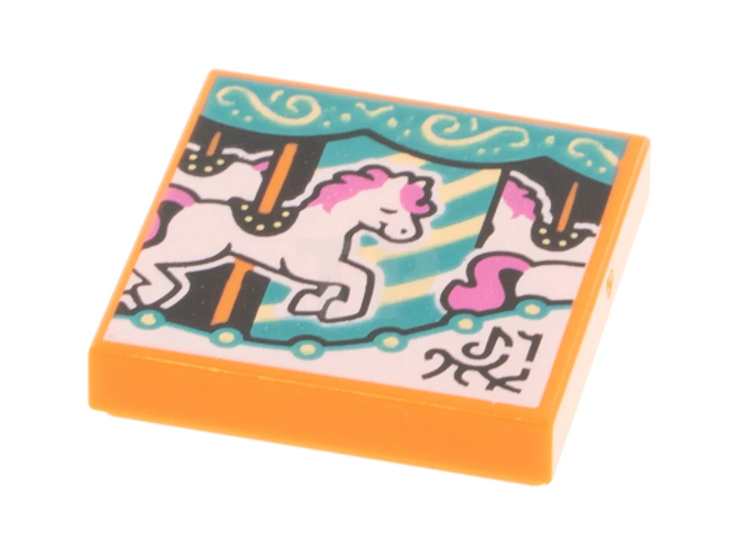 LEGO&reg; 6341639 - 3068pb1780 - Tile 2 x 2 with Groove with BeatBit Album Cover - Carousel Horse Pattern