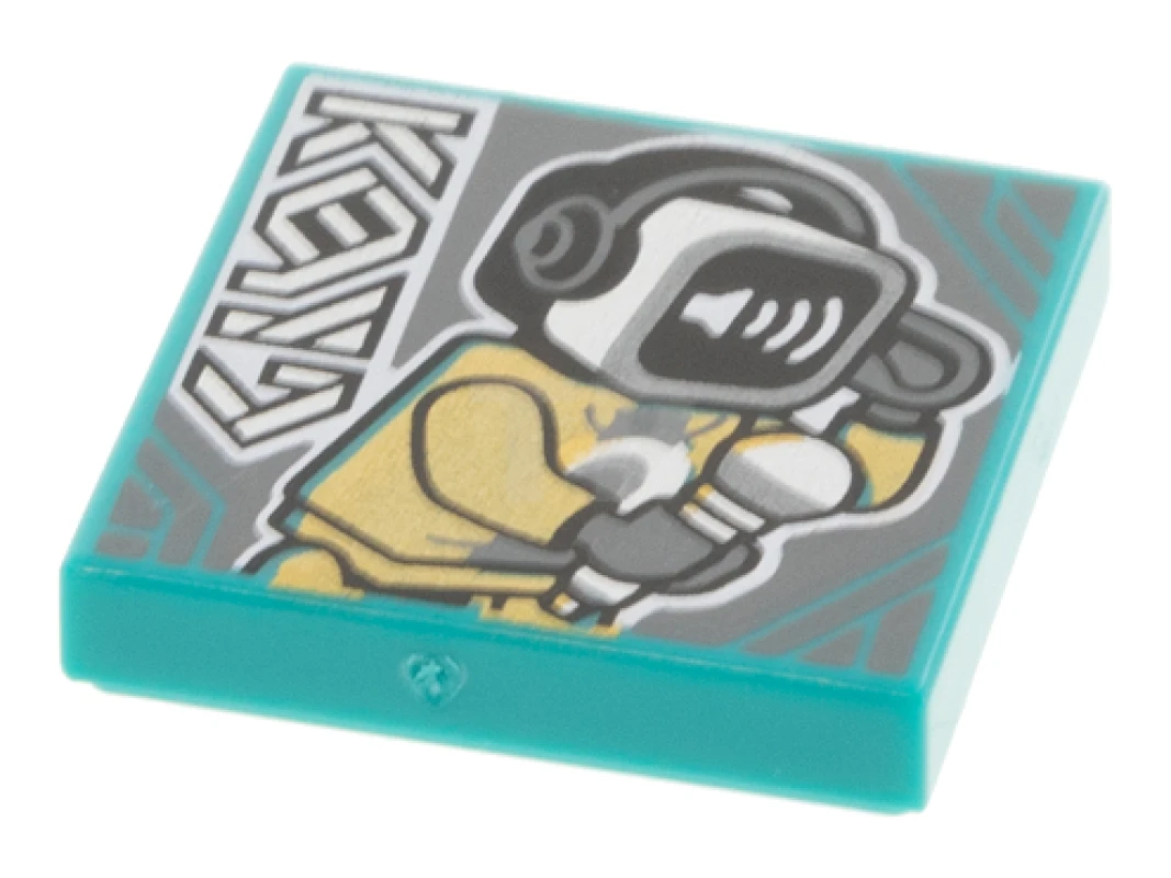 LEGO&reg; 6341640 - 3068pb1778 - Tile 2 x 2 with Groove with BeatBit Album Cover - Robot Singer with Beatbox Head Pattern