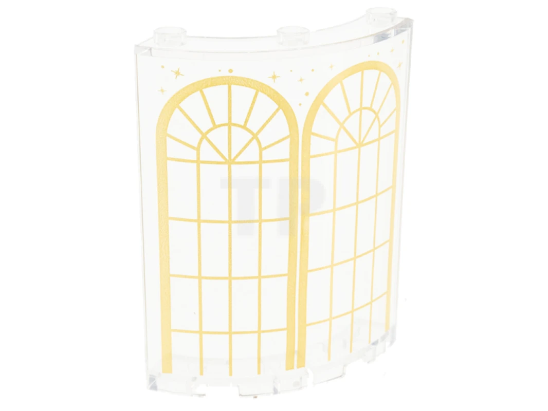 LEGO&reg; 6347948 - 30562pb078 - Cylinder Quarter 4 x 4 x 6 with Arched Windows and Stars Pattern