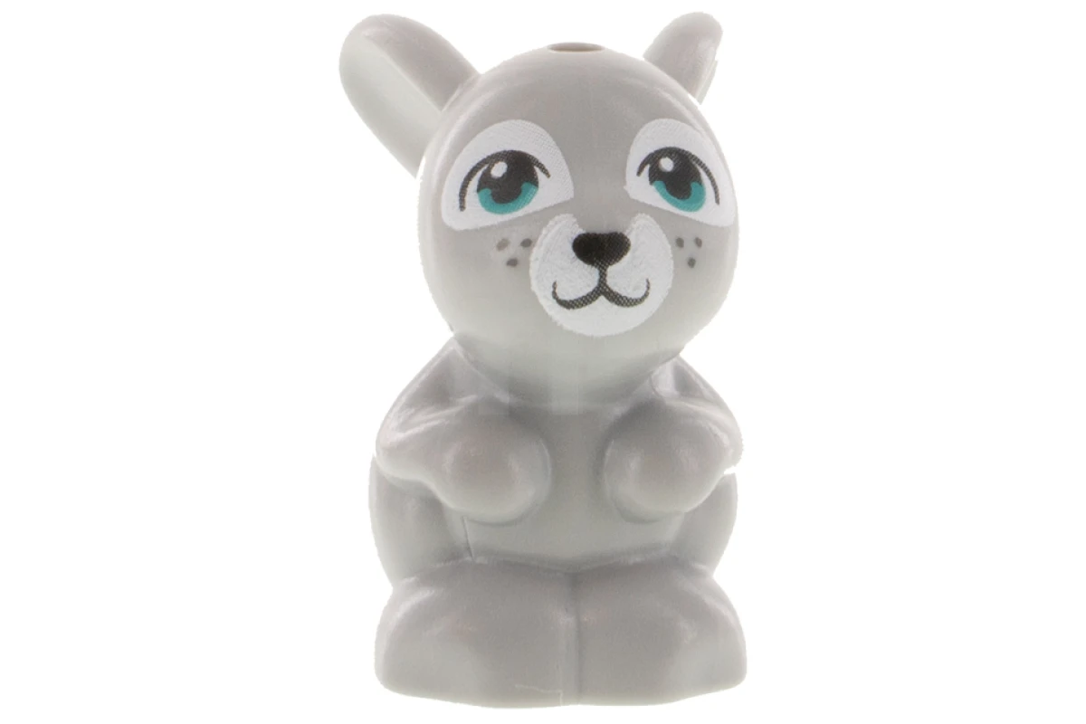 LEGO&reg; 6331493 - 34050pb02 - Bunny / Rabbit, Friends, Sitting with Dark Turquoise Eyes, Black Nose and Mouth and White Muzzle Pattern