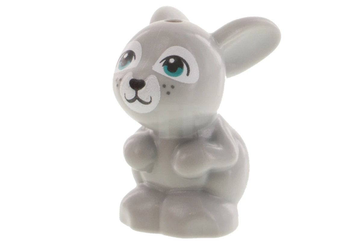 LEGO&reg; 6331493 - 34050pb02 - Bunny / Rabbit, Friends, Sitting with Dark Turquoise Eyes, Black Nose and Mouth and White Muzzle Pattern