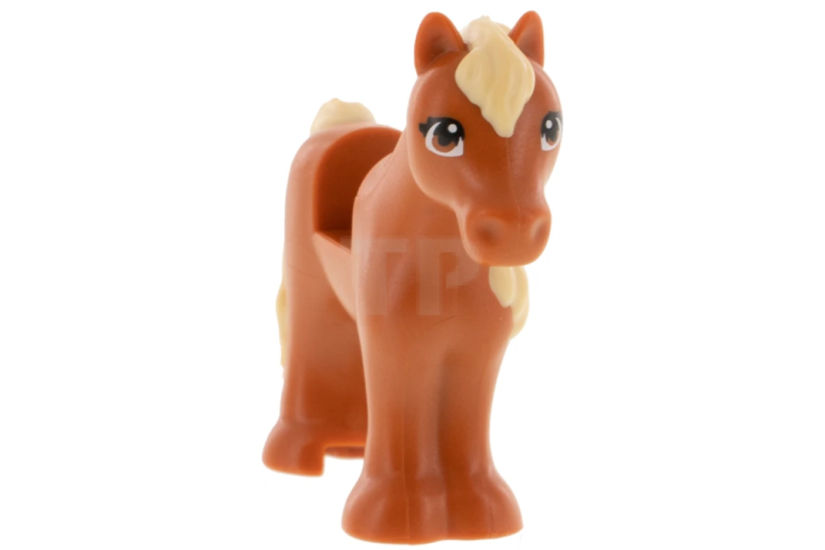 LEGO&reg; 6337898 - 75498pb02 - Horse with 1 x 1 Cutout, Tan Mane and Tail, Dark Orange Eyes Pattern