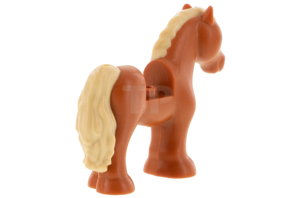 LEGO&reg; 6337898 - 75498pb02 - Horse with 1 x 1 Cutout, Tan Mane and Tail, Dark Orange Eyes Pattern