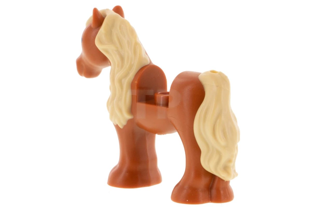 LEGO&reg; 6337898 - 75498pb02 - Horse with 1 x 1 Cutout, Tan Mane and Tail, Dark Orange Eyes Pattern