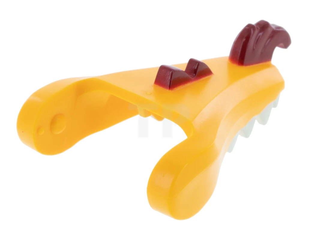 LEGO&reg; 6341958 - 40934pb03 - Dragon Head (Ninjago) Lower Jaw with White Teeth and Dark Red Beard and Spines Pattern