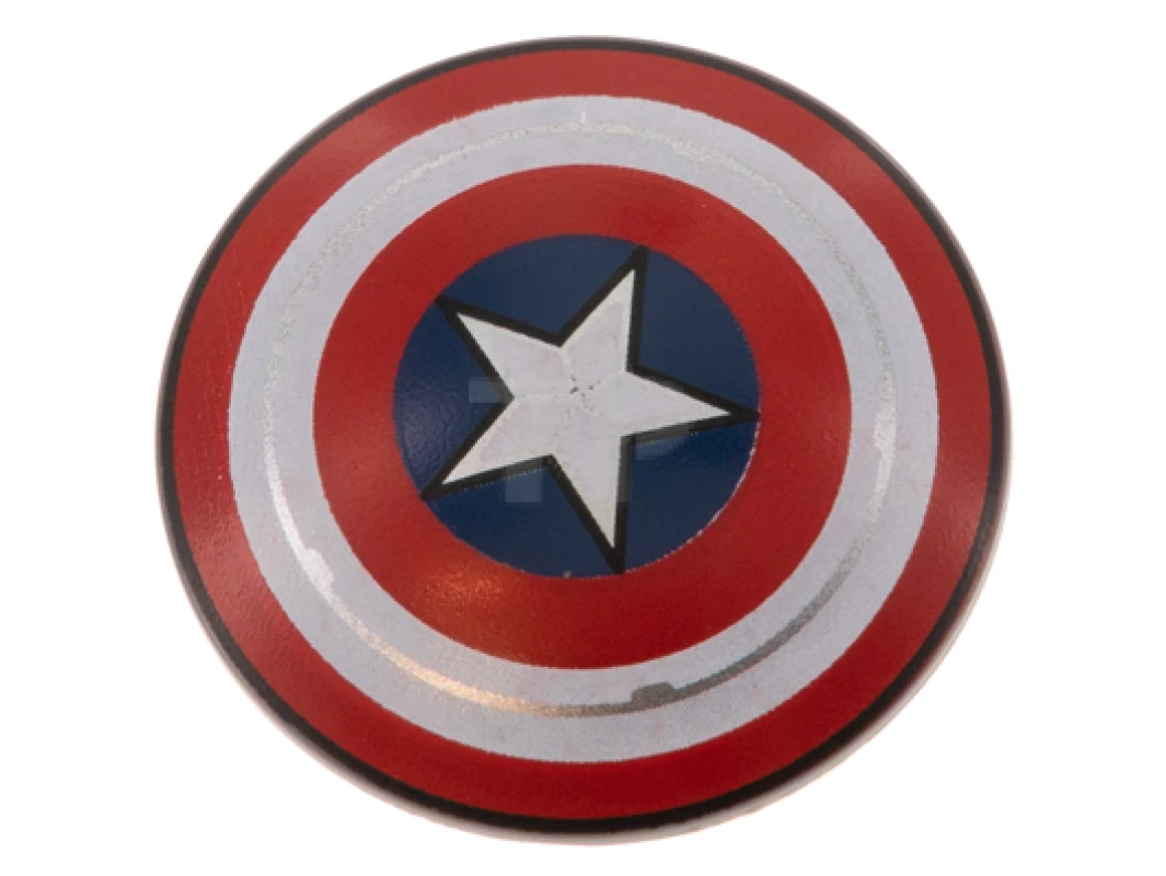 LEGO&reg; 6348184 - 75902pb20 - Minifigure, Shield Round with Rounded Front with Red and White Rings, Silver Highlights, and Captain America Star Pattern
