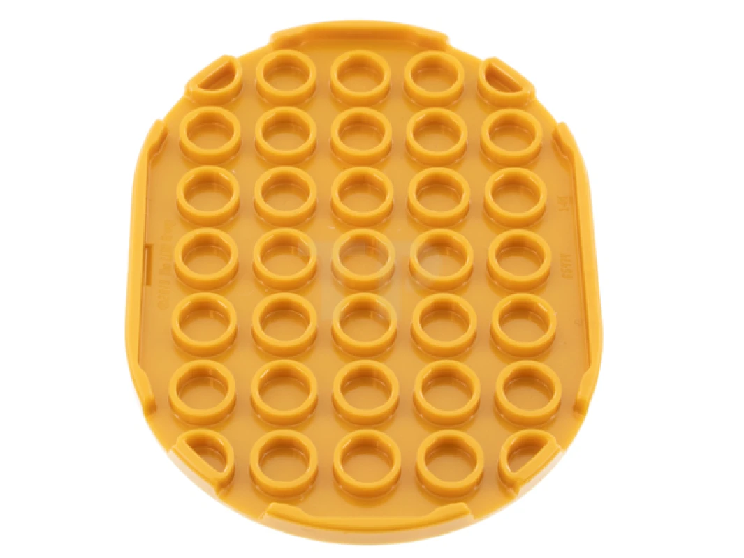 LEGO&reg; 6354183 - 65474pb07 - Fliese, Rund 6 x 8 Oval mit dunkelvioletter Belle, Aschenputtel, Arielle und Tiana mit Goldrand auf metallisch rosa Hintergrund, Herz-Juwelen-Muster