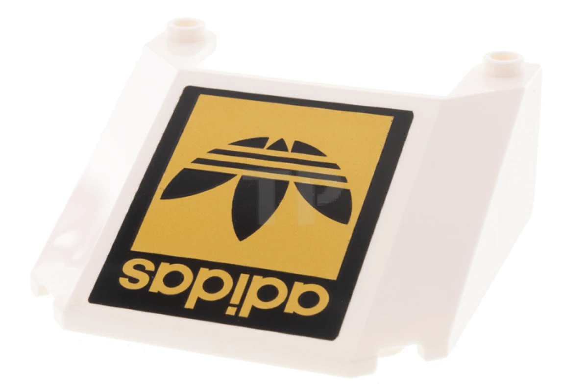 LEGO&reg; 6354882 - 28782pb02 - Windscreen 6 x 6 x 2 with 2 Studs on Top with Black and Gold 'adidas' and Trefoil Logo Pattern