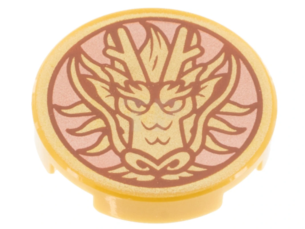 LEGO&reg; 6309053 - 14769pb405 - Tile 2 x 2 Round with Bottom O and Dragon Head Pattern