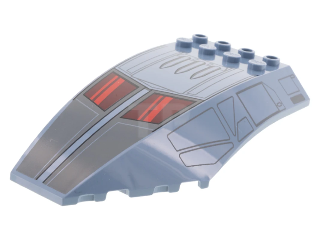 LEGO&reg; 6369947 - 45705pb030 - Windscreen 10 x 6 x 2 Curved with SW Bad Batch Shuttle with Dark Red Windows and Red Stripes Pattern