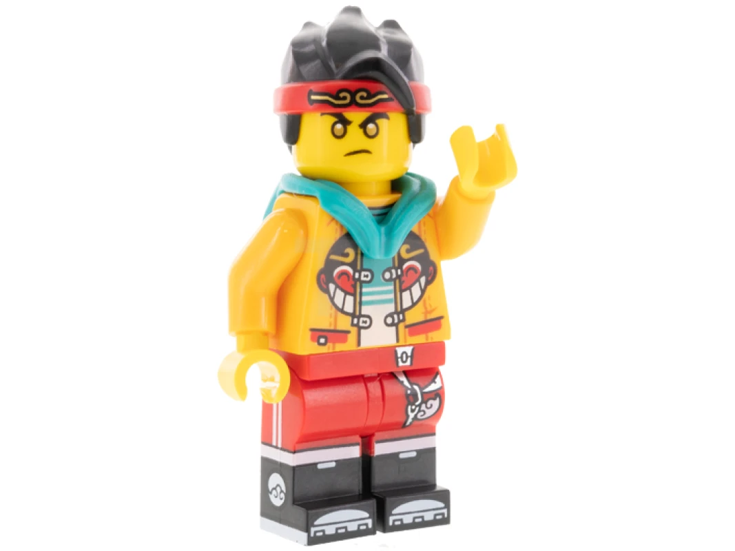 LEGO&reg; mk041 Monkie Kid - Bright Light Orange Jacket, Dark Turquoise Hood (Golden Eyes)