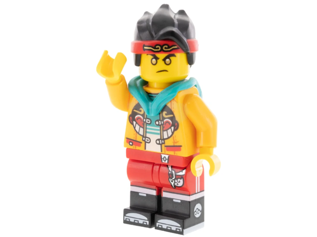 LEGO&reg; mk041 Monkie Kid - Bright Light Orange Jacket, Dark Turquoise Hood (Golden Eyes)