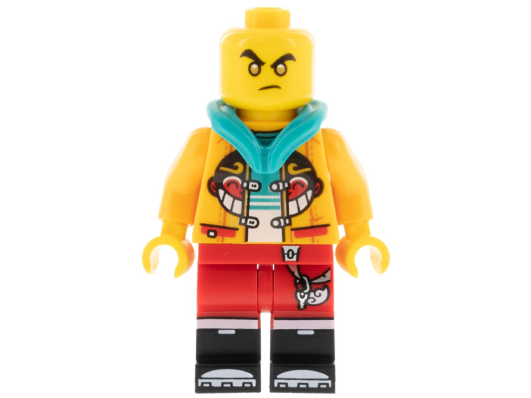 LEGO&reg; mk041 Monkie Kid - Bright Light Orange Jacket, Dark Turquoise Hood (Golden Eyes)
