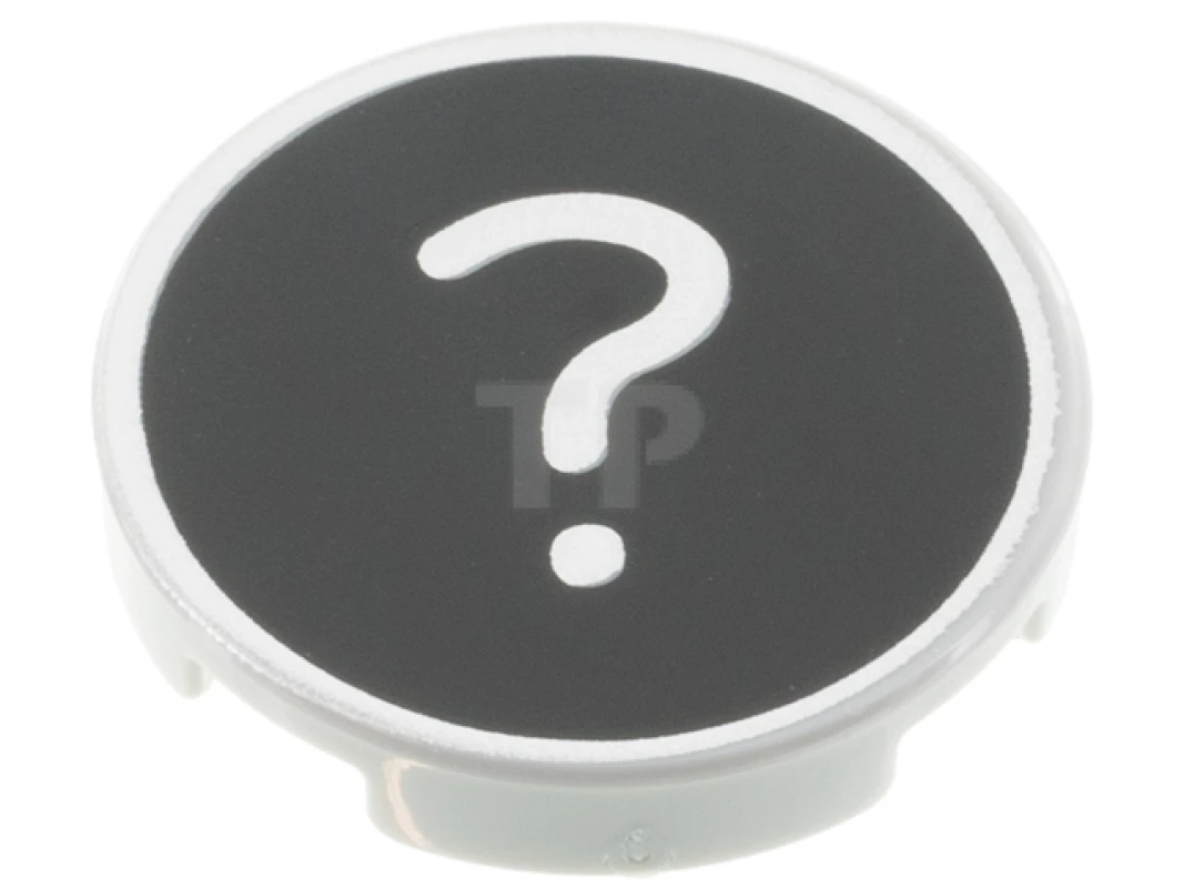 LEGO&reg; 6353004 - 14769pb448 - Tile 2 x 2 Round with Bottom O and '?' Pattern (Question Mark)