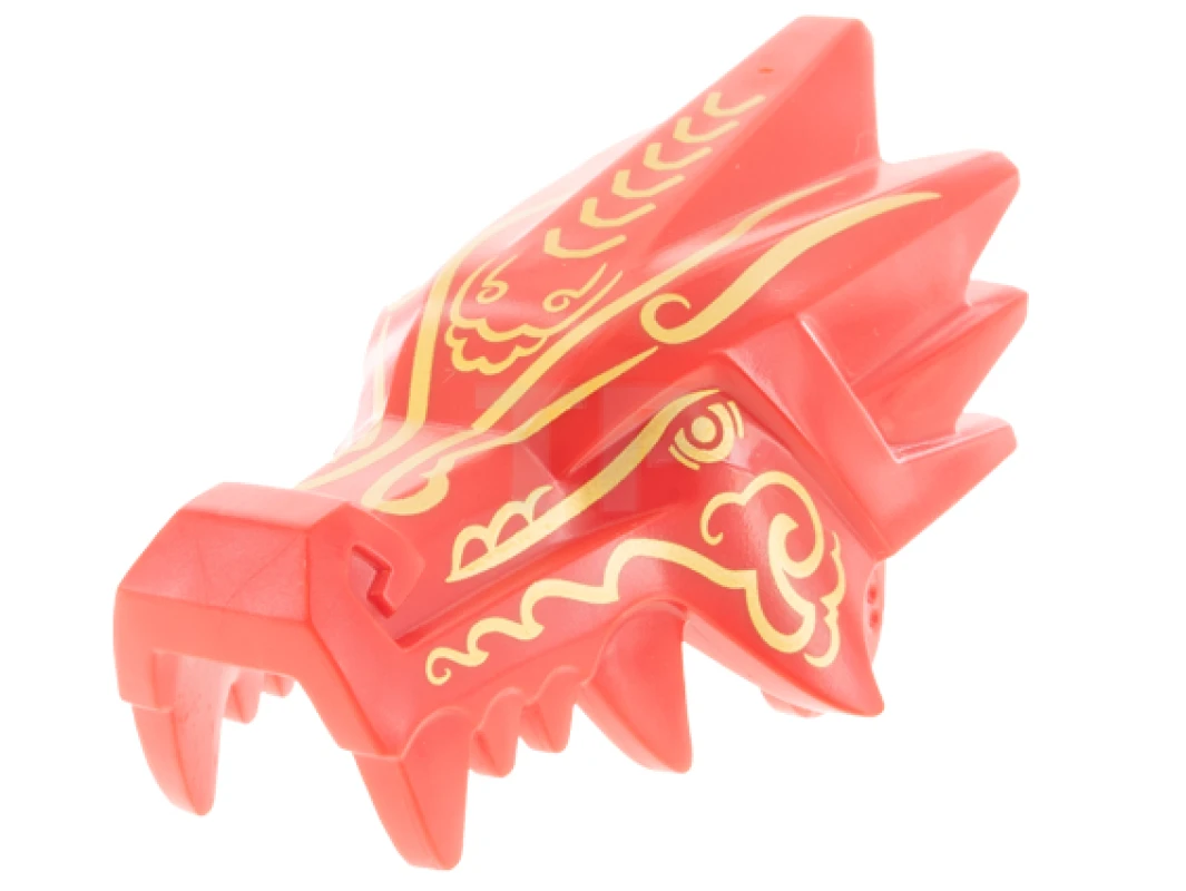LEGO&reg; 6341960 - 65428pb03 - Dragon Head (Ninjago) Upper Jaw with Gold Eyes, Scales, and Markings Pattern