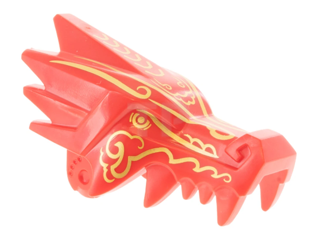 LEGO&reg; 6341960 - 65428pb03 - Dragon Head (Ninjago) Upper Jaw with Gold Eyes, Scales, and Markings Pattern