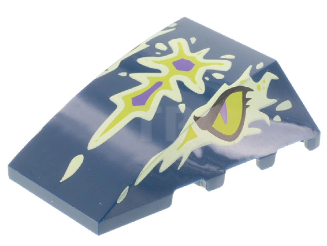 LEGO&reg; 6341734 - 47753pb115 - Dakpan 4 x 4 wig met spook drakenkoppatroon