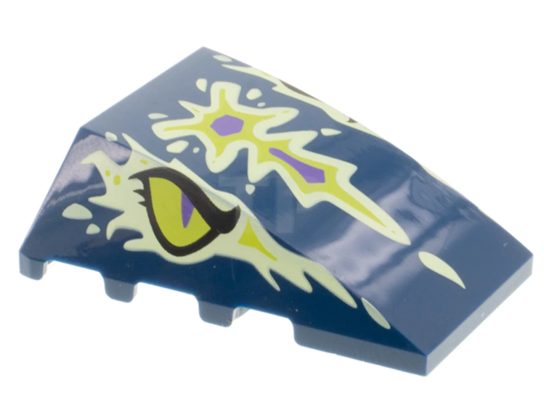 LEGO&reg; 6341734 - 47753pb115 - Dakpan 4 x 4 wig met spook drakenkoppatroon