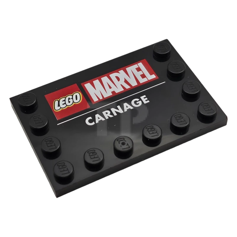 LEGO&reg; 6336896 - 6180pb140 - Tile 4 x 6 with Studs on Edges with 'CARNAGE' Pattern