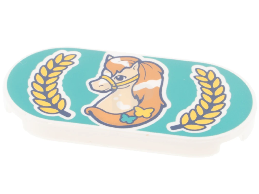 LEGO&reg; 6338895 - 66857pb011 - Carreau 2 x 4 ovale avec motif de cheval