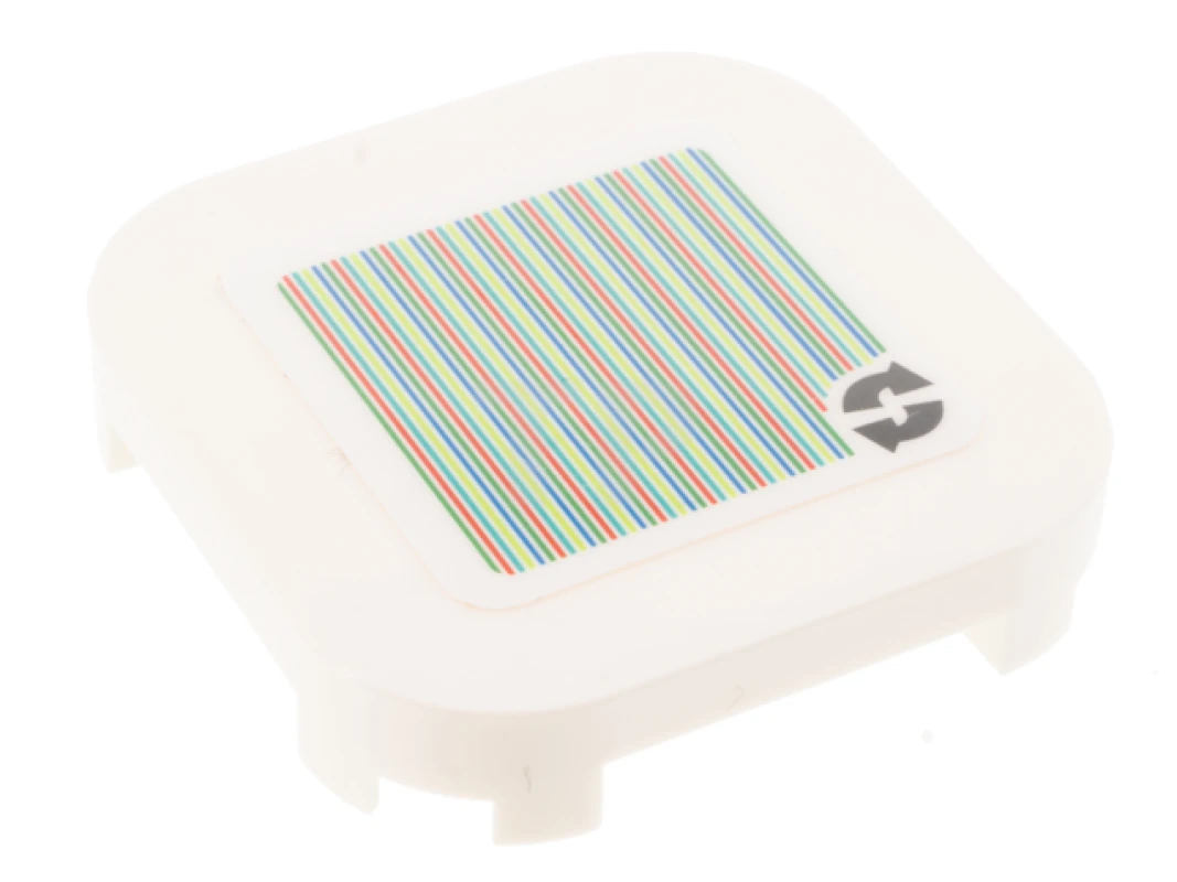 LEGO&reg; 6360086 - 68869pb009 - Carreau 4 x 4 x 2/3 coins arrondis avec Super Mario Scanner Code 2 flèches motif cycle.