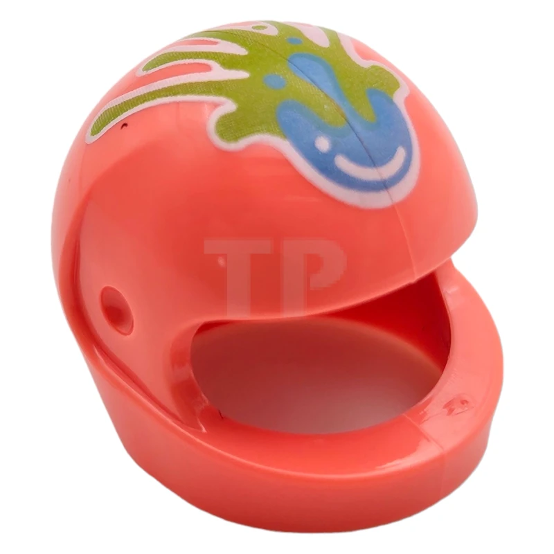 LEGO&reg; 6338856 - 2446pb45 - Minifigure, Headgear Helmet Motorcycle (Standard) with Medium Blue and Lime Paint Splotches with White Outline Pattern