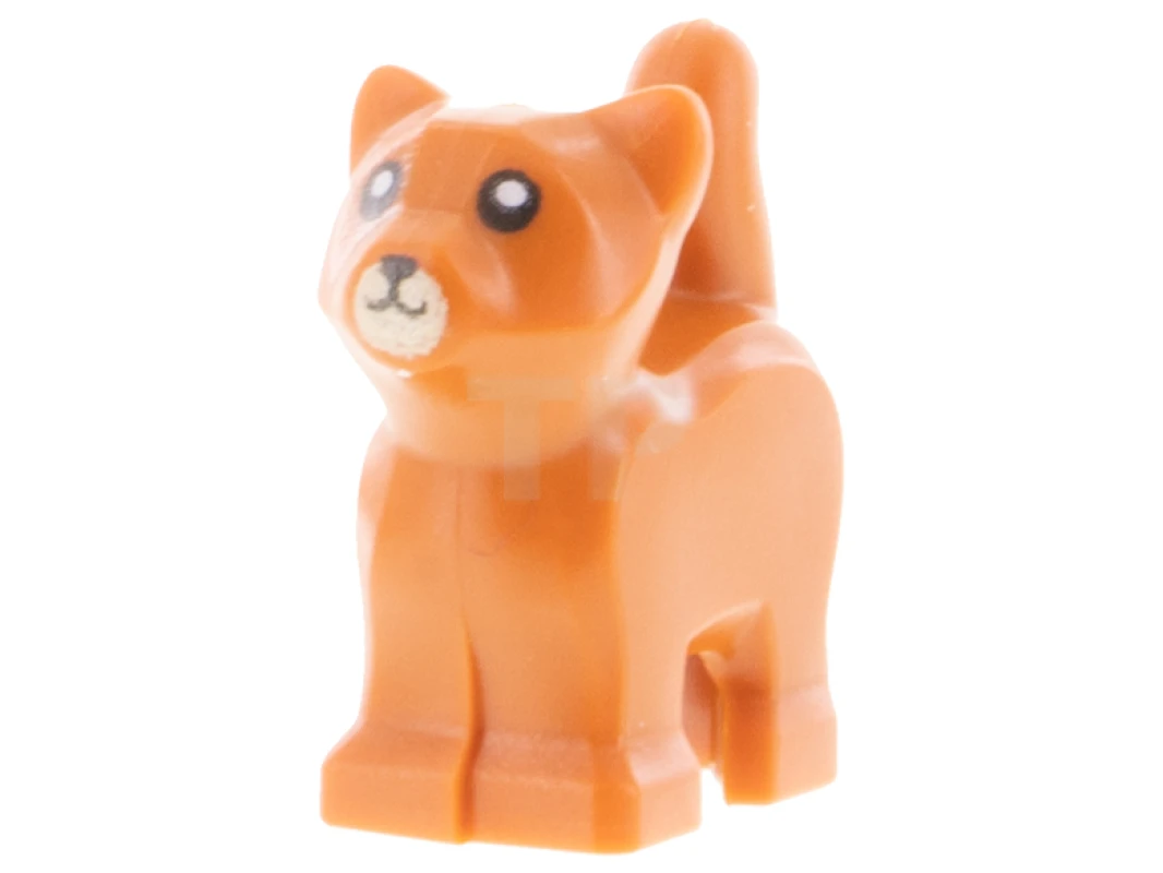 LEGO&reg; 6381985 - 80686pb02 - Cat, Baby Kitten, Standing with Tan Muzzle and Black Mouth, Nose, and Eyes with Pupils Pattern