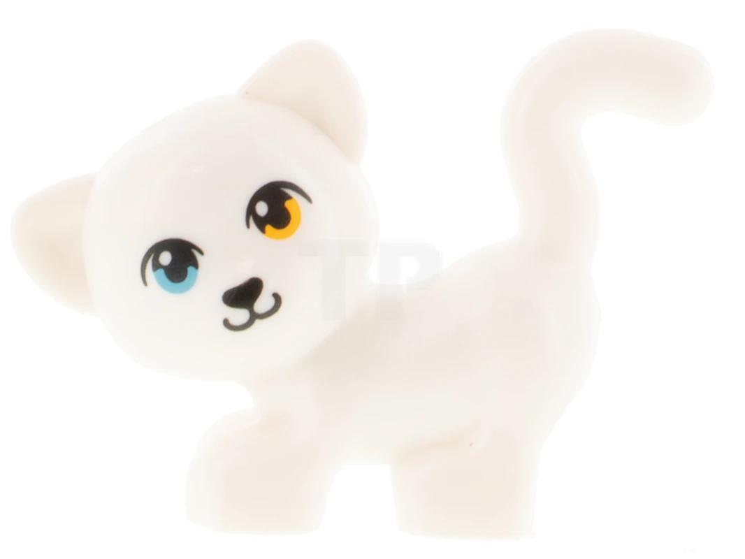 LEGO&reg; 6371543 - 93089pb04 - Cat, Friends, Standing and Looking Left with Bright Light Orange Left Eye and Medium Azure Right Eye, Black Nose and Mouth Pattern