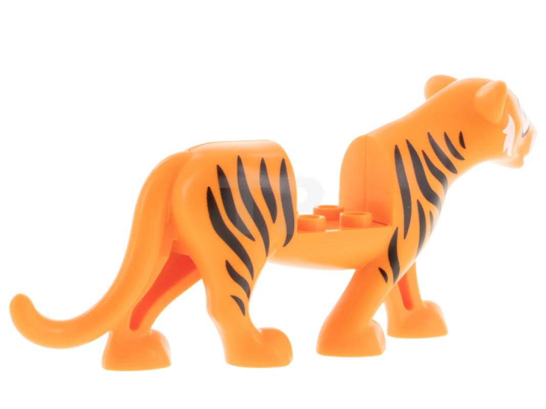 LEGO&reg; 6380367 - bb1256pb01 - Big Cat with 2 x 2 Cutout, Black Tiger Stripes, White Trim on Face Pattern (Rajah)