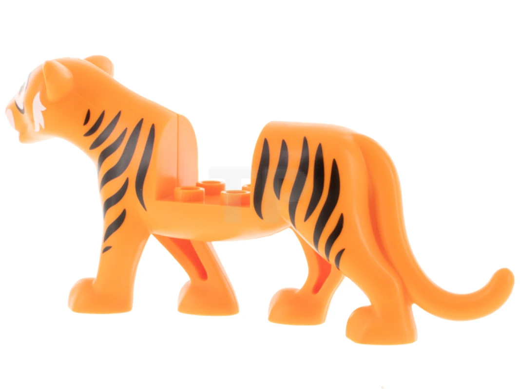 LEGO&reg; 6380367 - bb1256pb01 - Big Cat with 2 x 2 Cutout, Black Tiger Stripes, White Trim on Face Pattern (Rajah)