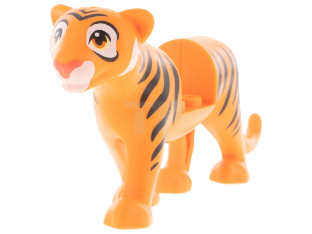 LEGO&reg; 6380367 - bb1256pb01 - Big Cat with 2 x 2 Cutout, Black Tiger Stripes, White Trim on Face Pattern (Rajah)