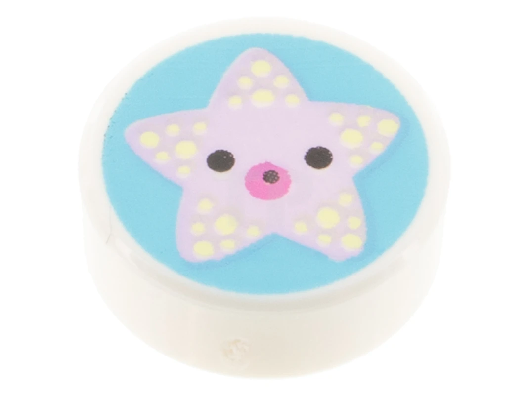 LEGO&reg;  - 98138pb273 - Tegel 1 x 1 Rond met Zeesterpatroon