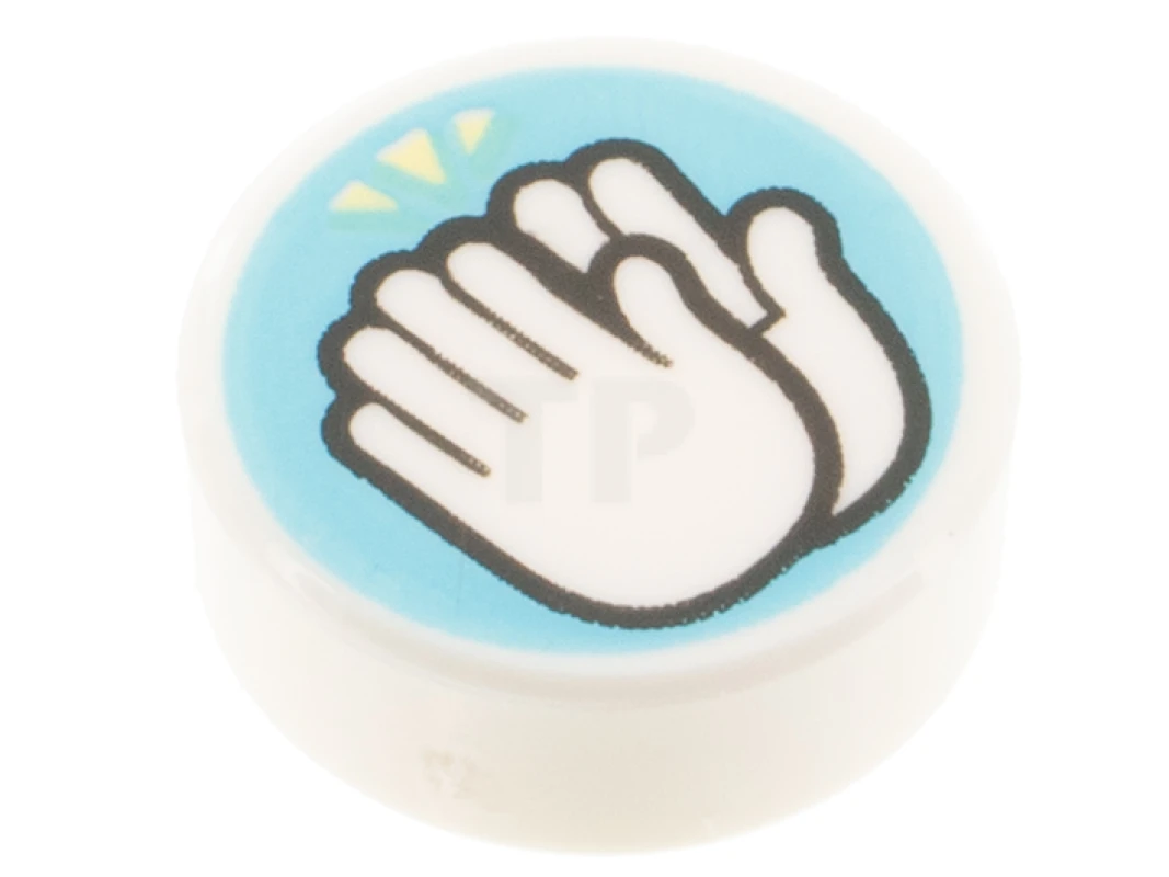 LEGO&reg;  - 98138pb278 - Carreau 1 x 1 rond avec motif de battements de mains.