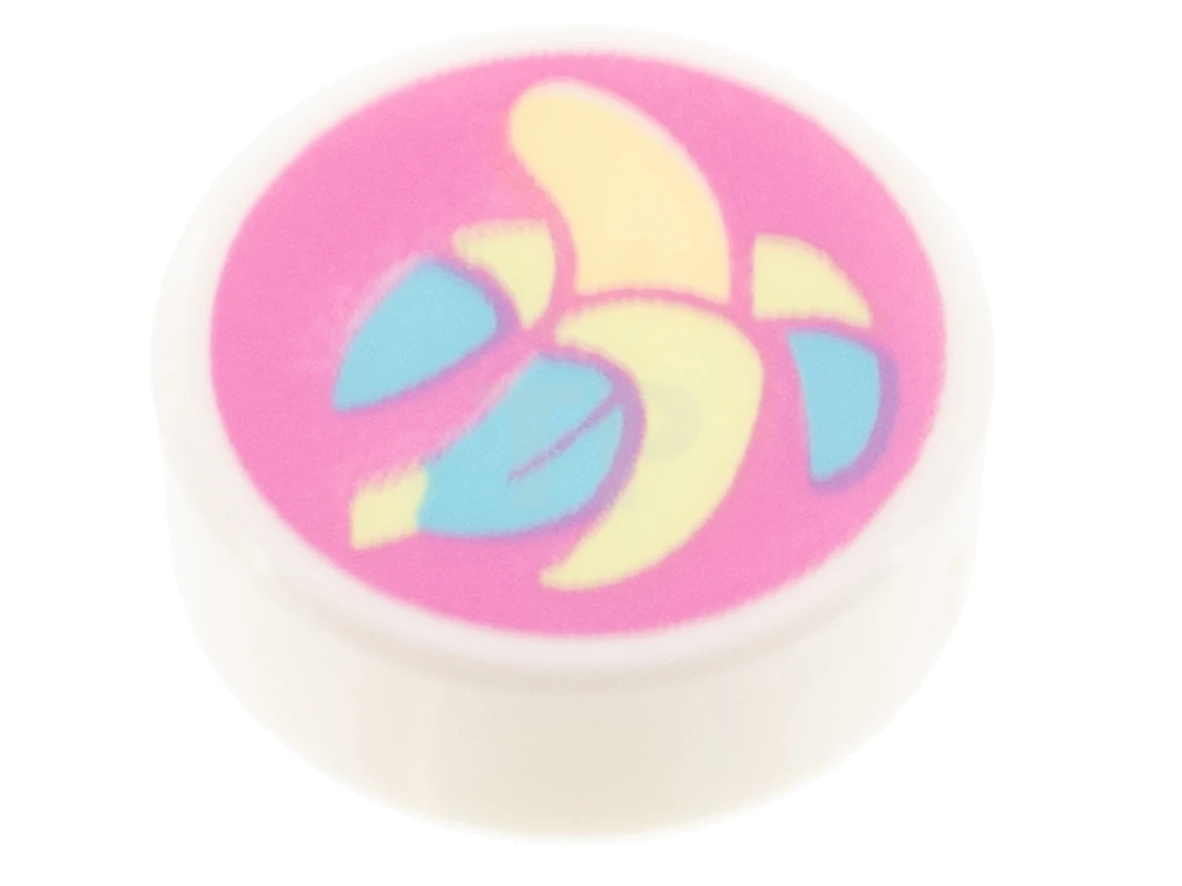 LEGO&reg;  - 98138pb283 - Tile 1 x 1 Round with Banana Pattern