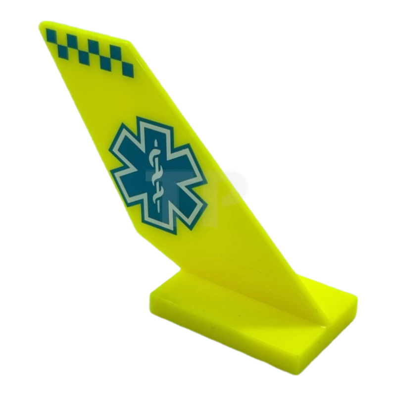 LEGO&reg; 6239pb107 - 6378160 - Tail Shuttle with Dark Turquoise EMT Star of Life and Checkered Stripe Pattern on Both Sides