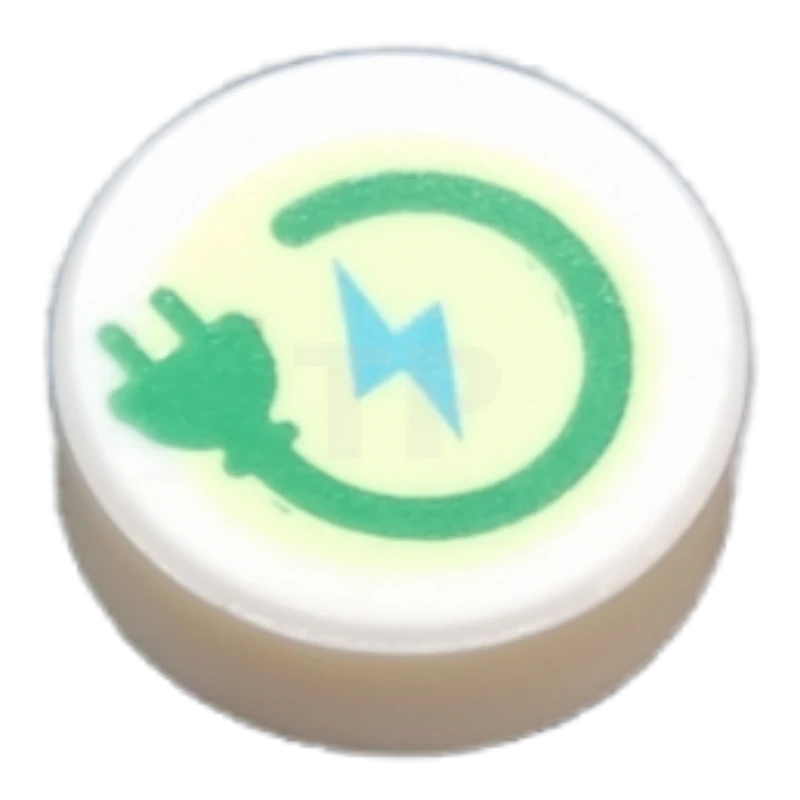 LEGO&reg; 6373413 - 98138pb264 - Carreau 1 x 1 rond avec motif de prise de courant électrique.