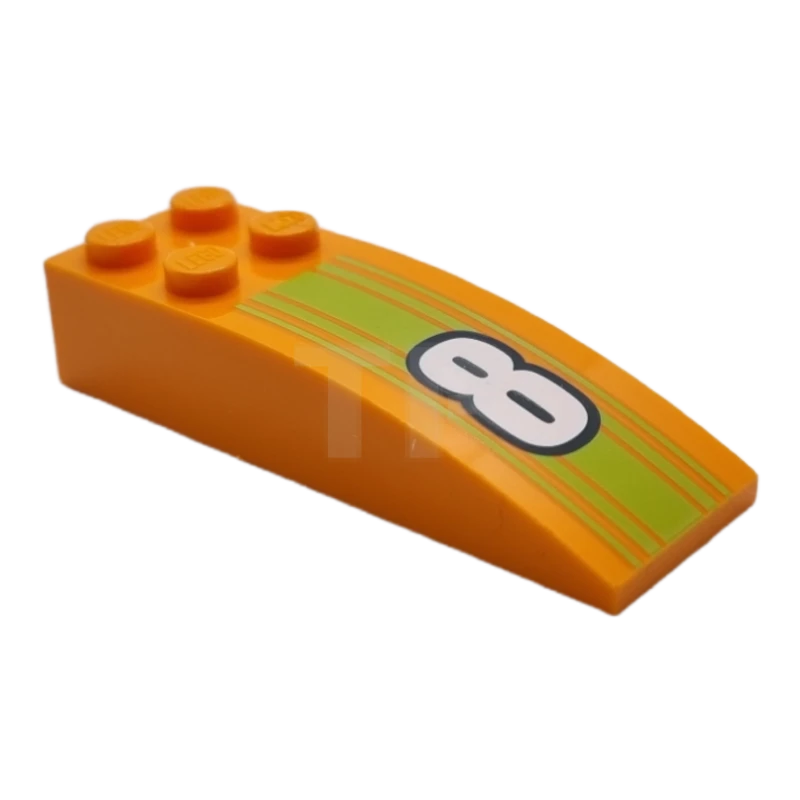 LEGO&reg; 6365908 - 44126pb056 - Slope Curved 6 x 2 with Number 8 Pattern