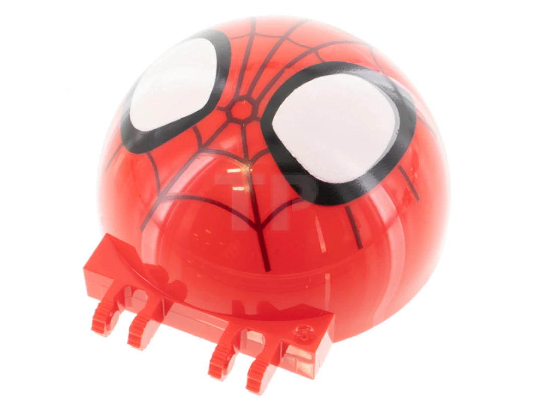 LEGO&reg; 6375580 - 50747pb18 - Windscreen 6 x 6 x 3 Canopy Half Sphere with Dual 2 Fingers, Spider-Man Face Pattern