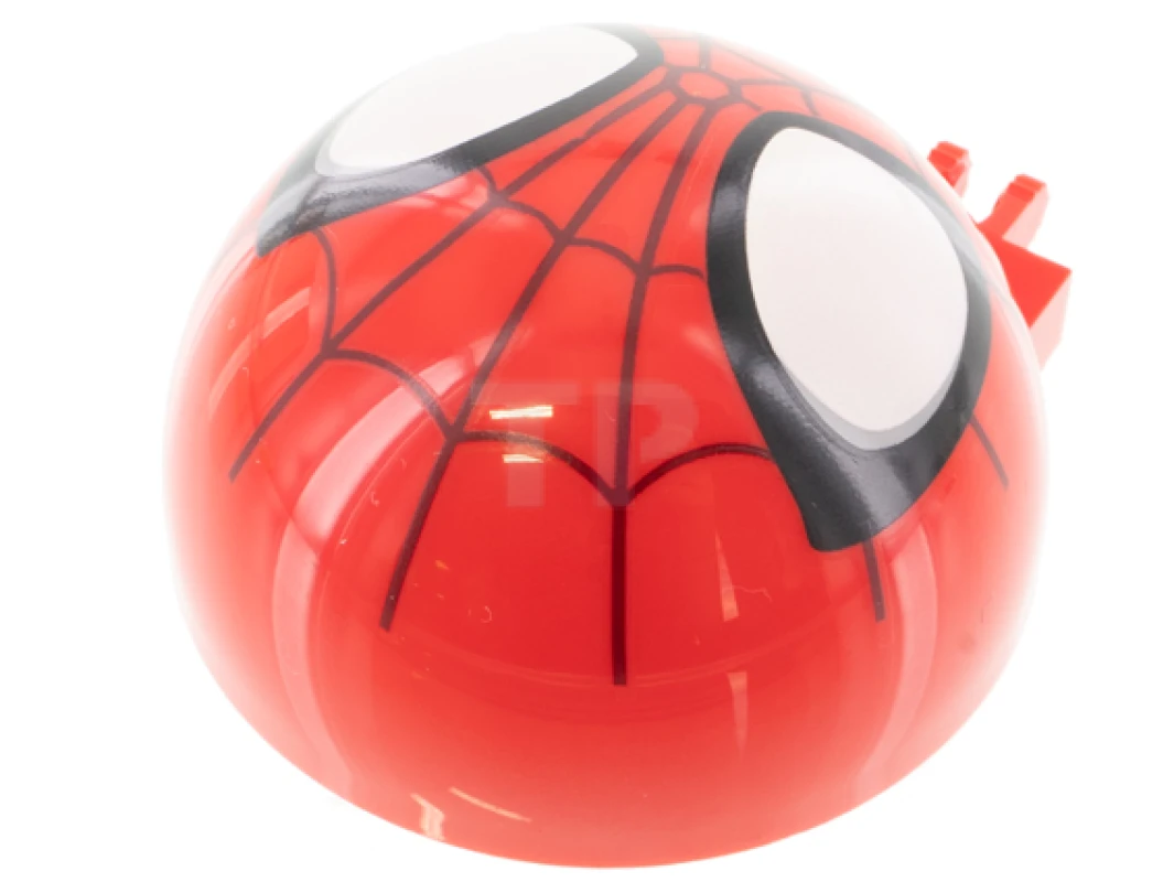 LEGO&reg; 6375580 - 50747pb18 - Windscreen 6 x 6 x 3 Canopy Half Sphere with Dual 2 Fingers, Spider-Man Face Pattern