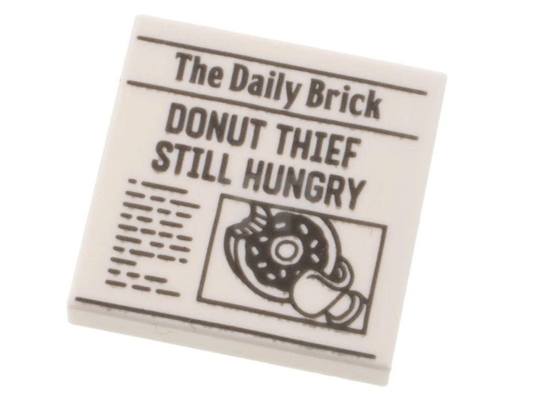 LEGO&reg; 6323424 - 3068pb1488 - Tile 2 x 2 with Newspaper 'The Daily Brick'' Pattern